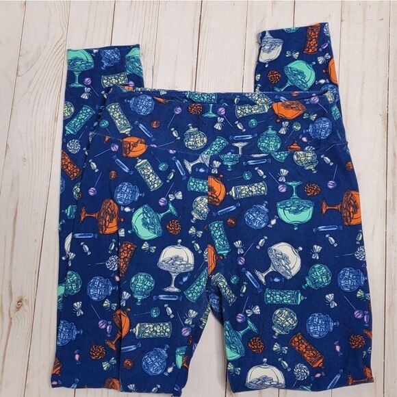 LULAROE leggings blue macaroon pastry pants OS - Picture 4 of 6
